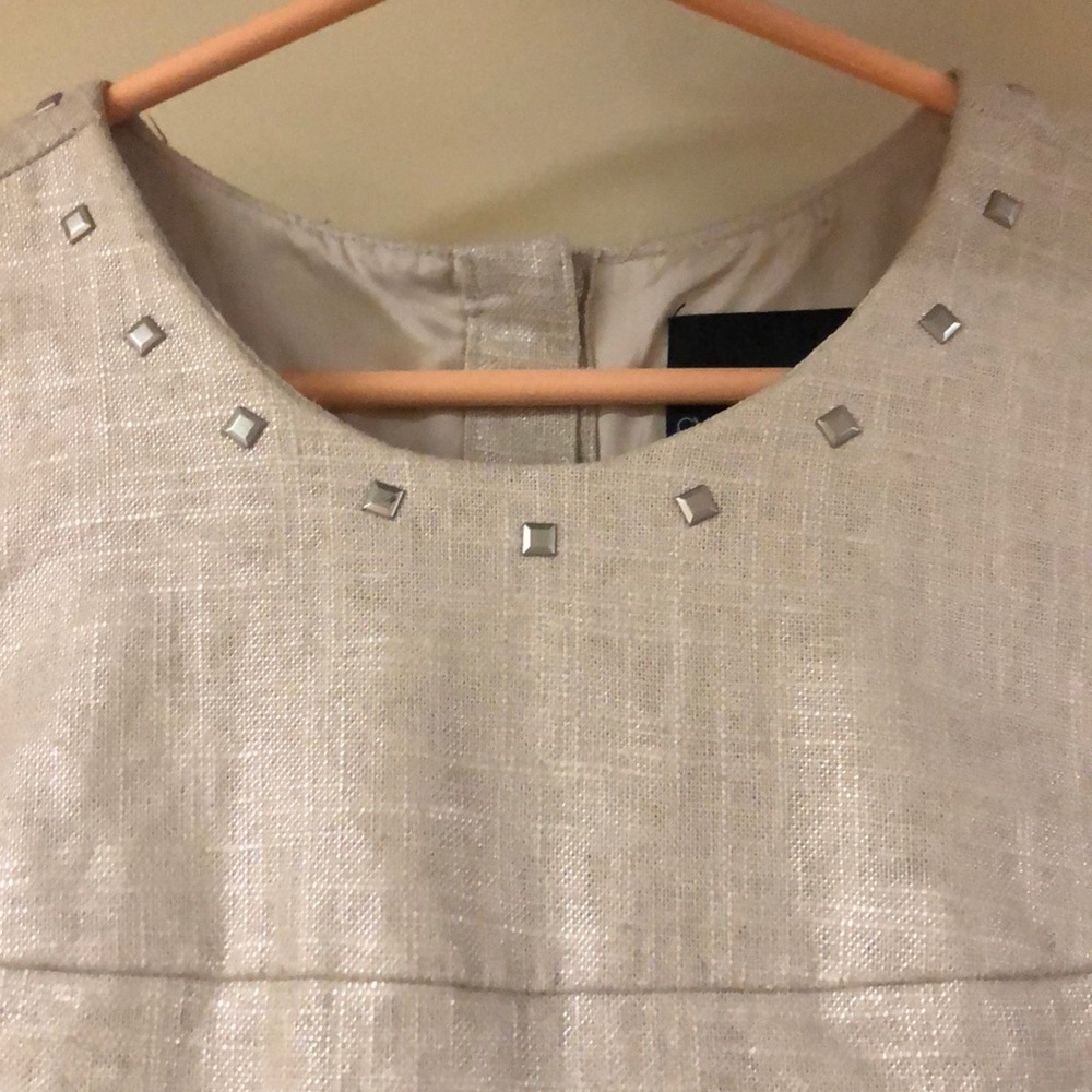 Cynthia Rowley Metallic Linen Studded Dress - Picture 2 of 5